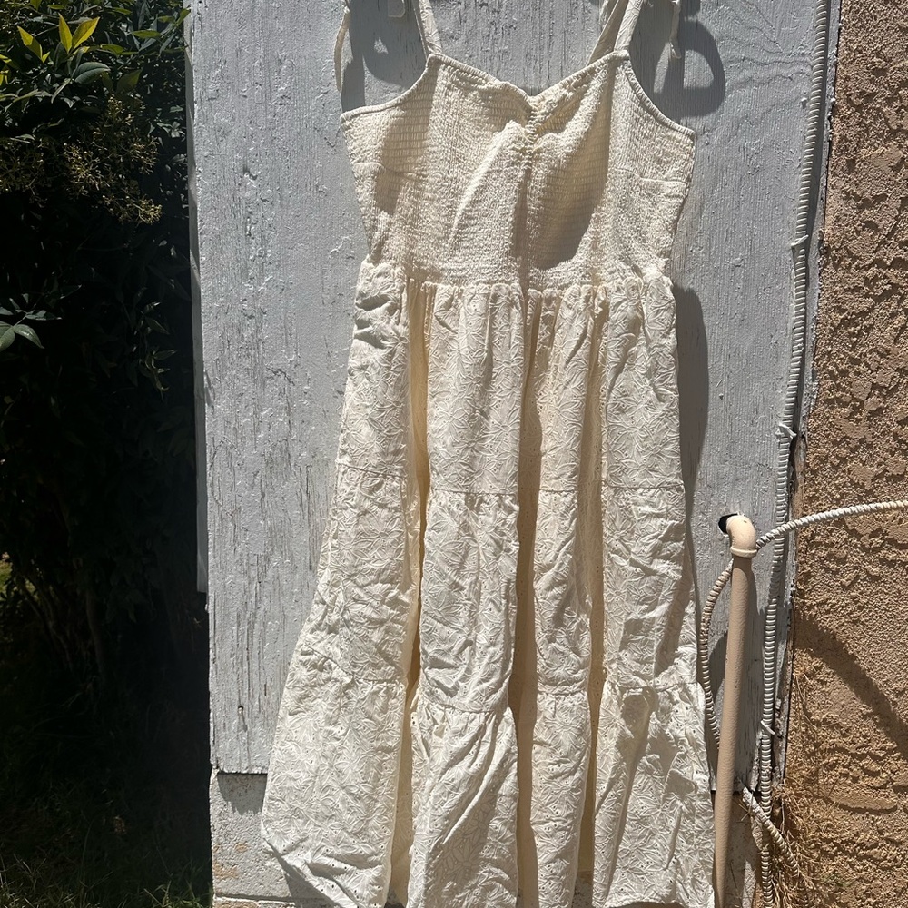NWT Madewell Eyelet Lucie Tie-Strap Tiered Midi Dress
